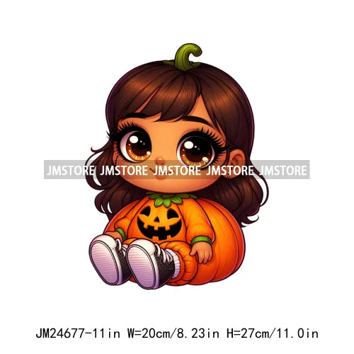 Funny Headband Hispanic Cute Latina Baby Girls Halloween Pumpkin Designs Iron On DTF Heat Press Transfer Stickers For Shirt Bags