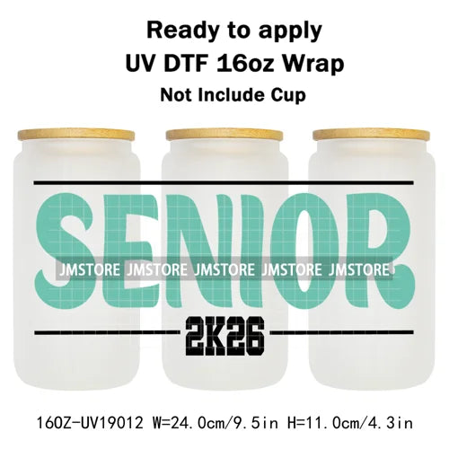 Class Of 2026 Senior Graduation Cap UV DTF Stickers Ready To Apply Cup Wrap Durable Custom Prints DIY Craft For Libbey Can Glass