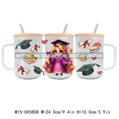 Class Of 2024 UV DTF Sticker For 15OZ Mug Libbey Glass Cup Can Wrap Transfer Stickers Custom Labels DIY Logo Cartoon Graduation