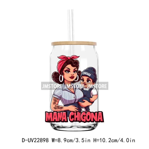 Mama Chingona Chicana Mom Mother's Day UV DTF Transfers Stickers Decals For Libbey Cold Cups Mugs Tumbler Waterproof DIY Craft