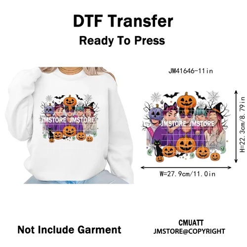 Stay Spooky Ghost Halloween Cartoon Hunters Kpop Band Group Iron on DTF Washable Transfers Stickers Ready to Press for Clothing