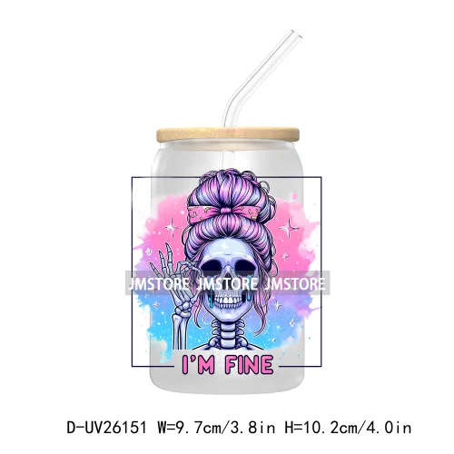 Dog Cat Skeleton Mom UV DTF Transfer Stickers Decals For Libbey Cold Cups Mugs Tumbler Waterproof Custom Logo Labels Mama Life