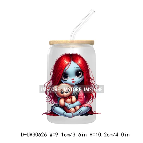 Spooky Cartoon Halloween Characters UV DTF Transfer Stickers Decals For Libbey Cold Cups Mugs Tumbler Waterproof Baby Princess