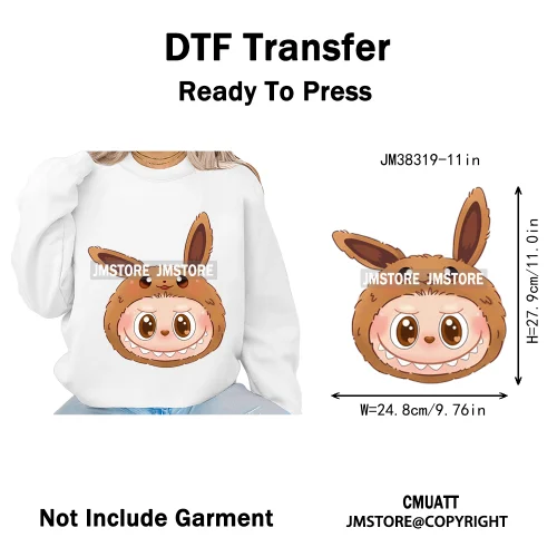 New Cartoon Costume Monster Dolls Lover DTF Printing Decals Iron on Washable Transfers Stickers Ready to Press for T-shirts