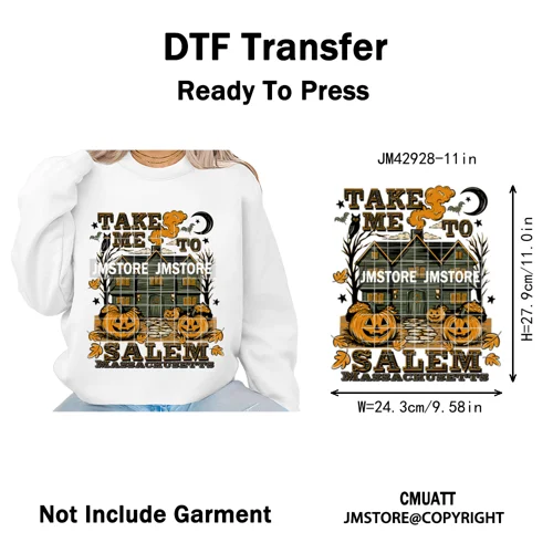 Horror Characters Halloween Spooky Cartoon Friends Scary Pumpkin Iron on DTF Transfers Stickers Ready to Press for Sweatshirts
