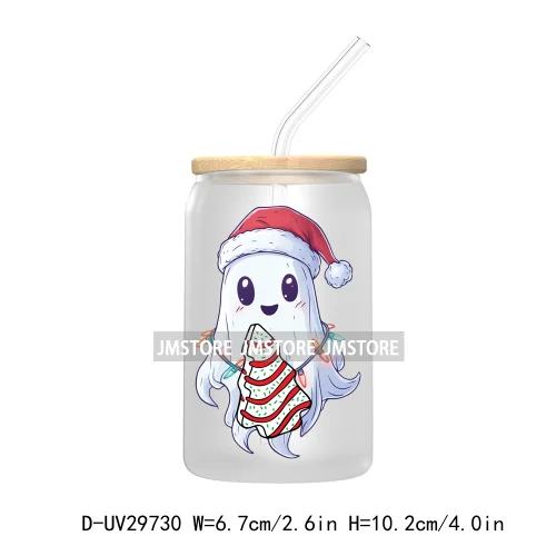 Tis the Season Santa Claus UV DTF Transfer Stickers Decals For Libbey Cold Cups Mugs Tumbler Waterproof Merry Christmas Vibes