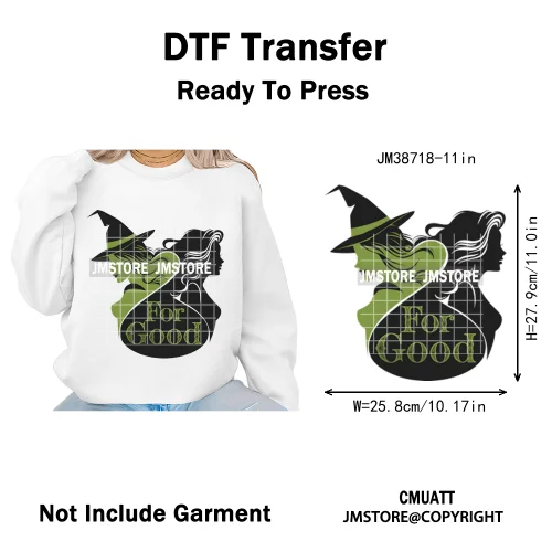 Magic Musical Movies Bad Good Witches Team Pink Green Coquette Iron on DTF Heat Transfers Stickers Ready to Press for T-shirts