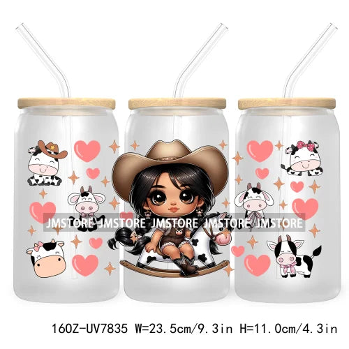 Cute Chibi Mexican Latina Baby Girl 16OZ UV DTF Cup Wrap Transfers Stickers For Libbey Glass Can Cups Tumbler Waterproof Skulls