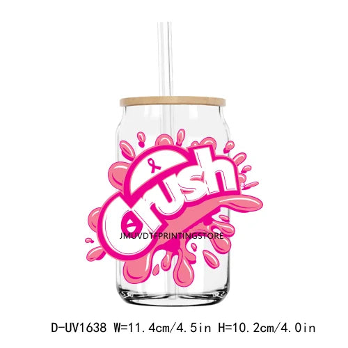 Crush Cancer Ribbon Awareness UV DTF Transfers Stickers Decals For Libbey Cold Cups Mugs Tumbler Waterproof DIY Craft