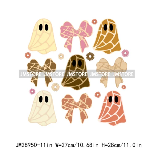 Funny Pan Tasmas Spooky Mexican Ghost Coquette Bow Halloween Concha Iron On DTF Heat Press Transfer Stickers Design For Clothes