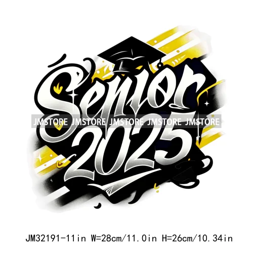 Senior Cap Class of 2025 High School Love Gifts College Grad Iron On DTF Heat Transfer Stickers Ready To Press For Clothing Bags