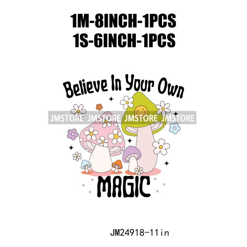 Washable Believe In Your Magic Bookish Thinking Motivational Positive Quotes Iron On Heat Press DTF Transfer Stickers For Shirts