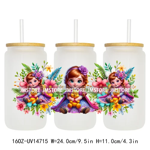 Magical Princess Bow Cartoon Girl 16OZ UV DTF Cup Wraps Ready To Apply Waterproof Transfer Stickers For Libbey Glass Can Tumbler