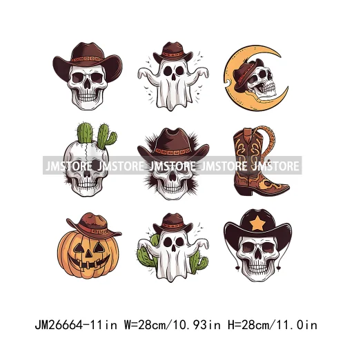 New Halloween Skeleton Ghost Coquette Bow Witch Hats Pumpkin Designs DTF Iron On Transfers Stickers Ready To Press For Hoodies