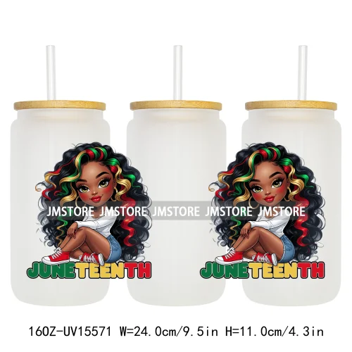 1865 Juneteenth Black History Month UV DTF Cup Wraps Ready To Apply CustomTransfer Stickers For 16OZ Libbey Glass Can Tumbler