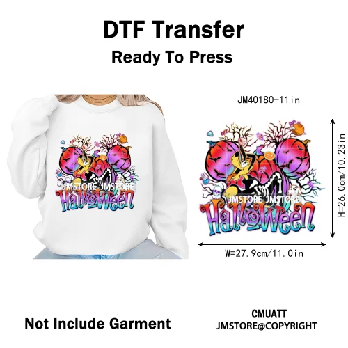 Cartoon Witches Princess Skull Animal Kids Love Characters Halloween Iron on DTF Transfers Stickers Ready to Press for T-shirts