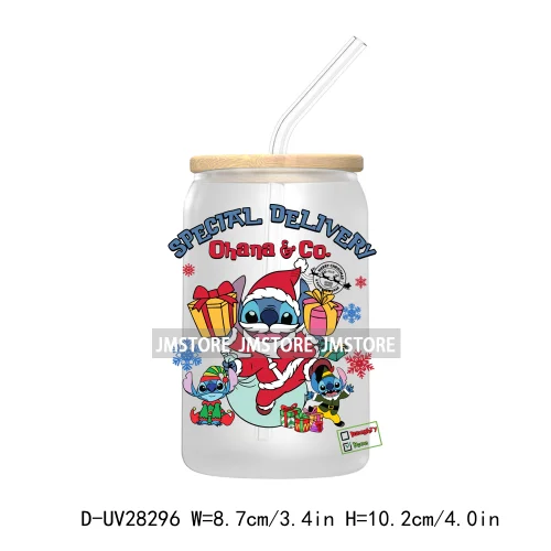 Festive Christmas Gnome Candy Cane UV DTF Transfer Stickers Decals For Libbey Cold Cups Mugs Tumbler Labels Cartoon Characters