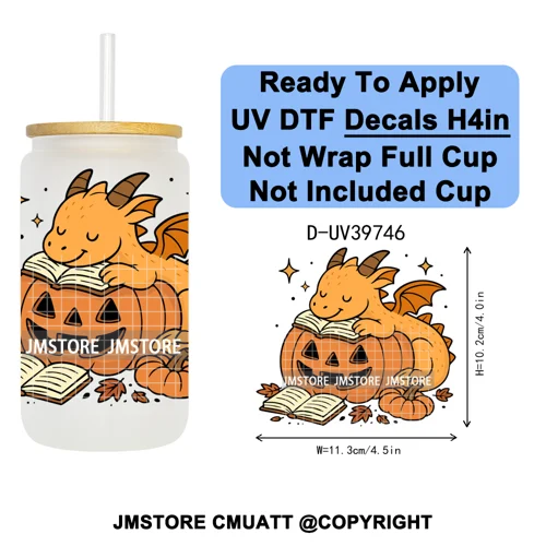 Fantasy Book Lover Gifts Positive Quotes UV DTF Decals Ready To Apply Waterproof Transfer Stickers For 16OZ Libbey Glass Can Cup