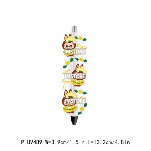 Cute Cartoon Monsters Character Kids UV DTF Pen Wraps Ready To Apply Transfer Stickers Waterproof Prints Durable Custom Labels
