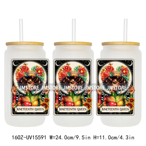 1865 Juneteenth Black History Month UV DTF Cup Wraps Ready To Apply CustomTransfer Stickers For 16OZ Libbey Glass Can Tumbler