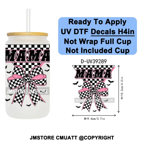 Retro Spooky Season Halloween Ghost Boo Gift UV DTF Transfer Stickers Decals Ready To Apply Waterproof For 16OZ Libbey Glass Can