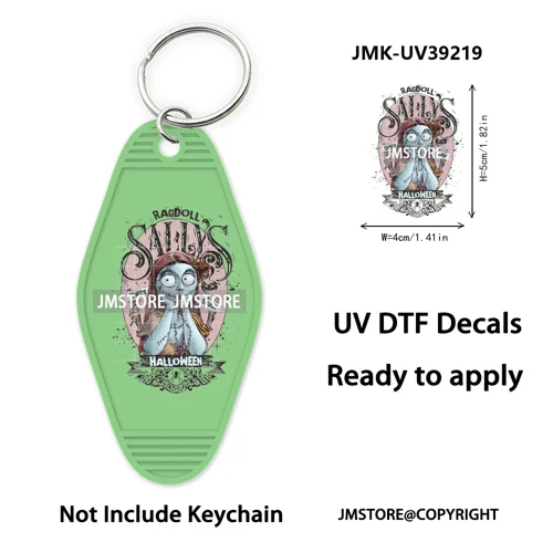 Horror Pumpkin Halloween Cartoon UV DTF Motel Keychain Decal Ready To Ship Durable Transfer Stickers Prints For Hotel Keychain