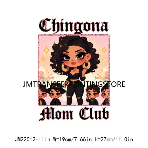 DIY Latina Mama Chingona Chicana Mom Kids Chibi Style Mother's Day Iron On DTF Transfer Stickers Ready To Press For Clothing