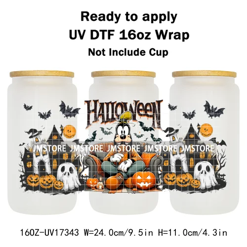 Spooky Halloween Cartoon Character Ghost Bats Pumpkin UV DTF Stickers Ready To Apply Cup Wrap Custom Prints For Libbey Can Glass