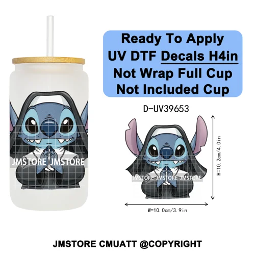 Halloween Cartoon Characters UV DTF Transfer Stickers Decals Ready To Apply Waterproof For 16OZ Libbey Glass Can Cups Tumbler