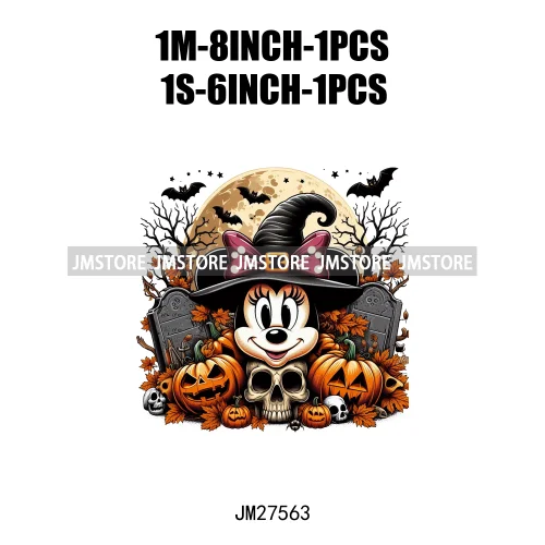 Cartoon Halloween Spooky Season Pumpkin Rip Gravestone Skull DTF Iron On Transfers Stickers Printing Ready To Press For Clothing