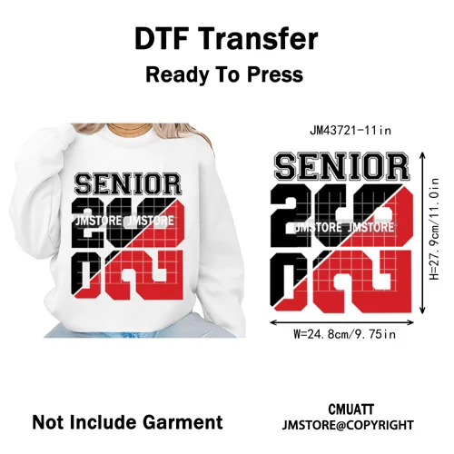 High School Senior Year Class of 2026 My First Last Day Iron on Washable DTF Heat Transfers Stickers Ready to Press for Hoodies