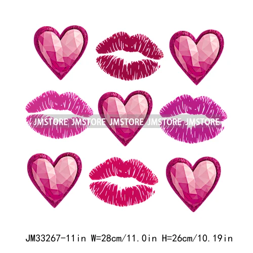 Colorful Love Heart Lips Coquette Happy Valentine's Day Iron On DTF Heat Press Transfers Stickers Ready To Press For Clothing