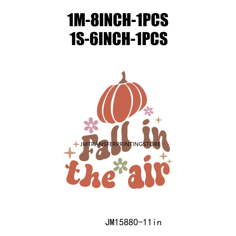 Hello Pumpkin Sweaters Bonfires DIY Logos Fall In The Air Autumn Vibes Iron On DTF Transfer Decals Ready To Press For T-Shirts