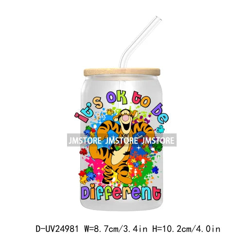 Cartoon Autism Puzzle UV DTF Transfer Stickers Decals For Libbey Cold Cups Mugs Tumbler Waterproof DIY Craft Awareness Character