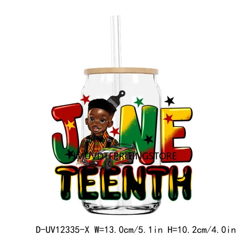 Steppin' into Juneteenth UV DTF Transfer Stickers Decals For Libbey Cold Cups Mugs Tumbler Waterproof DIY Logo Black Nurse Magic