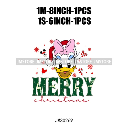Merry Christmas Cute Cartoon Animal Friends Winter White Festive Vibes Iron On DTF Transfers Stickers Ready To Press For Hoodies