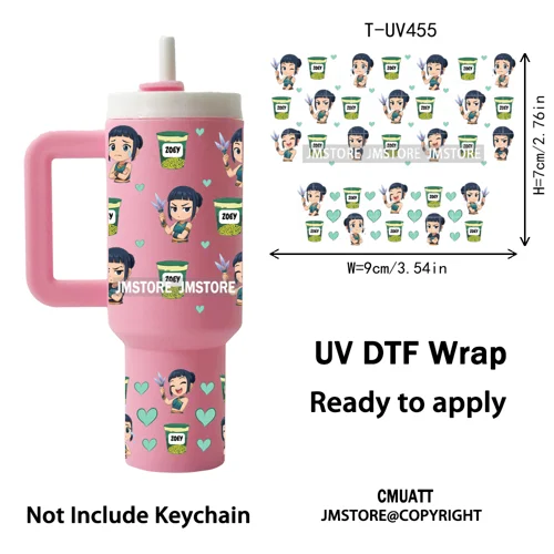Demon Hunter Inspired Movie Kpop UV DTF Mini Tumbler Keychain Wraps Ready To Apply Transfer Stickers Prints Waterproof Decals