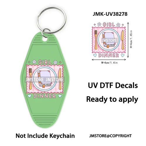 Bookish Journal Coquette Bow Flowers Heart UV DTF Motel Keychain Decal Ready To Ship Transfer Stickers Prints For Hotel Keychain