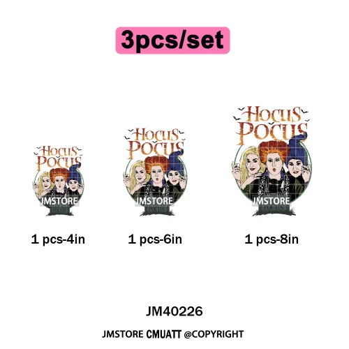 Horror Halloween Movie Witches Social Club Thug Life Coquette Iron on DTF Washable Transfers Stickers Ready to Press for Textile