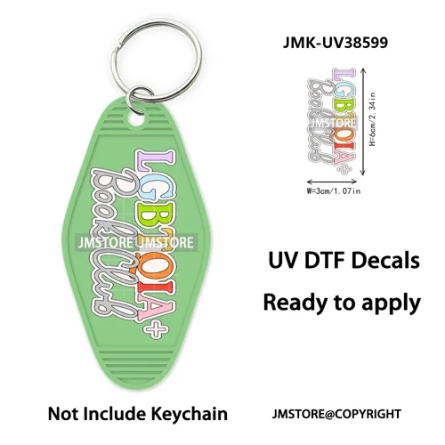 Positive Quotes Books Coffee Lover Girly UV DTF Motel Keychain Decal Ready To Ship Transfer Stickers Prints For Hotel Keychain