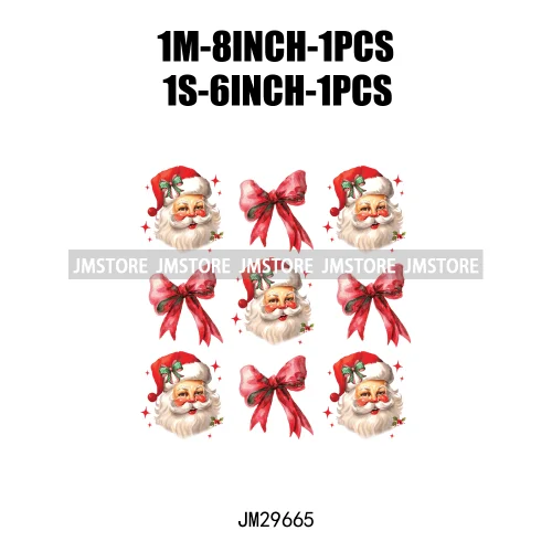 Christmas Santa Red Coquette Highland Cow Xmas Holly Jolly Vibes Iron On DTF Transfers Stickers Ready To Press For T-shirts