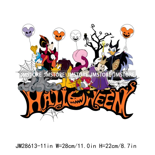 Happy Halloween Cartoon Animal Character Spooky Vibes Trick Or Treat Iron On DTF Transfer Stickers Ready To Press For Sweatshirt