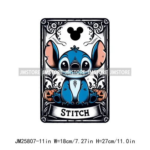 Cute Cartoon Animal Princess Characters Halloween Tarot Cards DTF Iron On Transfers Stickers Ready To Press For T-shirt Bags