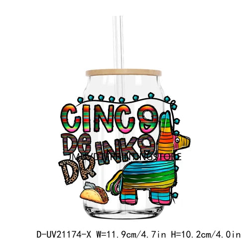 Mecican Cinco De Mayo Sombrero Hat UV DTF Transfers Stickers Decals For Libbey Cold Cups Mugs Tumbler Waterproof DIY Logo Latina