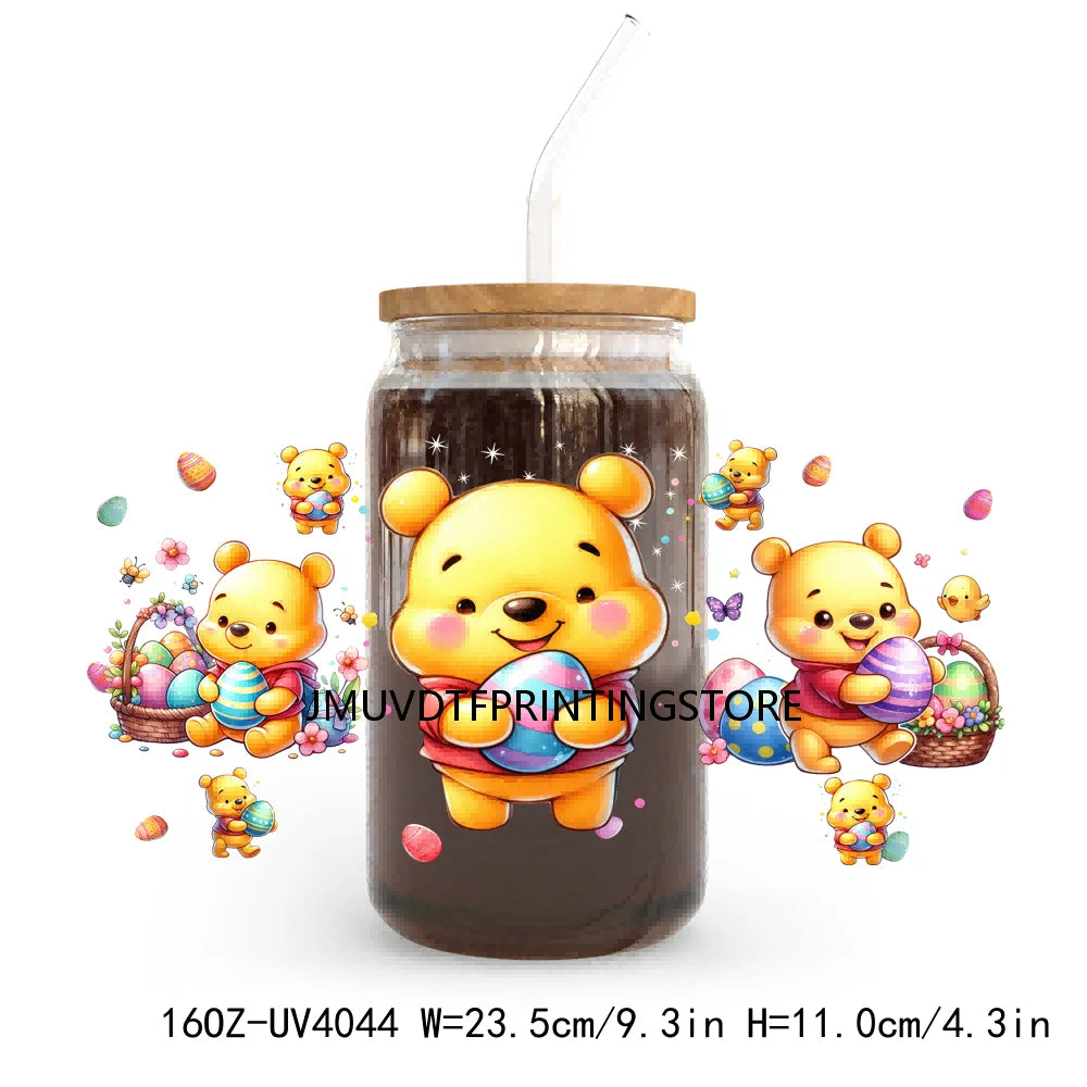 Cartoon Easter Character 16OZ UV DTF Cup Wrap Transfers Stickers Custom Label DIY Waterproof Logo For Libbey Glass Can Egg Bunny