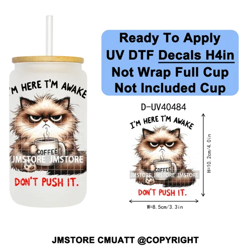 Funny Animal Quotes Sarcastic Dogs UV DTF Transfer Stickers Decals Ready To Apply Waterproof For 16OZ Libbey Glass Can Tumbler