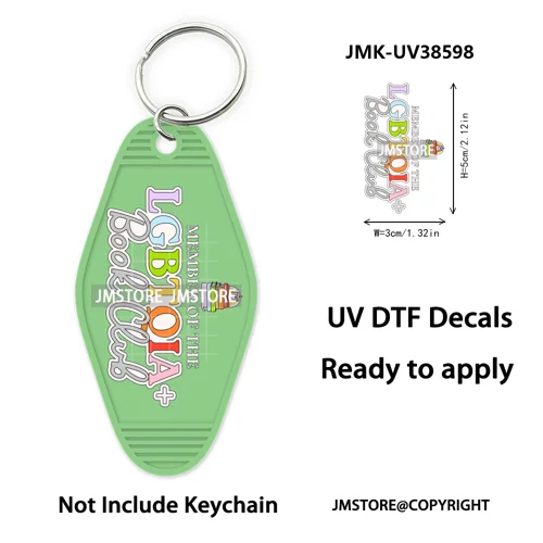 Positive Quotes Books Coffee Lover Girly UV DTF Motel Keychain Decal Ready To Ship Transfer Stickers Prints For Hotel Keychain