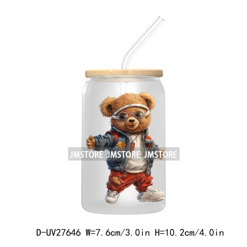 Hip Hop Urban Graffiti Teddy Bear UV DTF Transfer Stickers Decals For Libbey Cold Cups Mugs Tumbler Waterproof Trendy Bears Doll