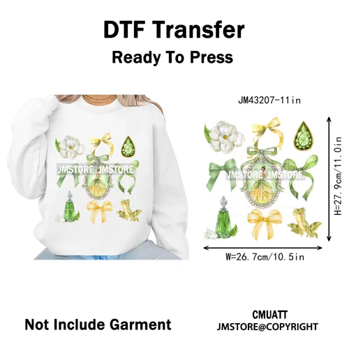 Colorful Girly Coquette Cartoon Princess Family Trip Iron on Washable DTF Heat Transfers Stickers Ready to Press for Clothing