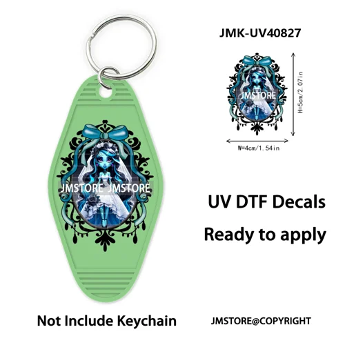 Horror Movie Characters Halloween Mom UV DTF Motel Keychain Wraps Ready To Apply Waterproof High Quality Hotel Keychain Decals